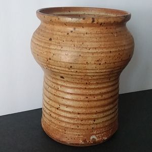 Beige speckled glazed clay vase